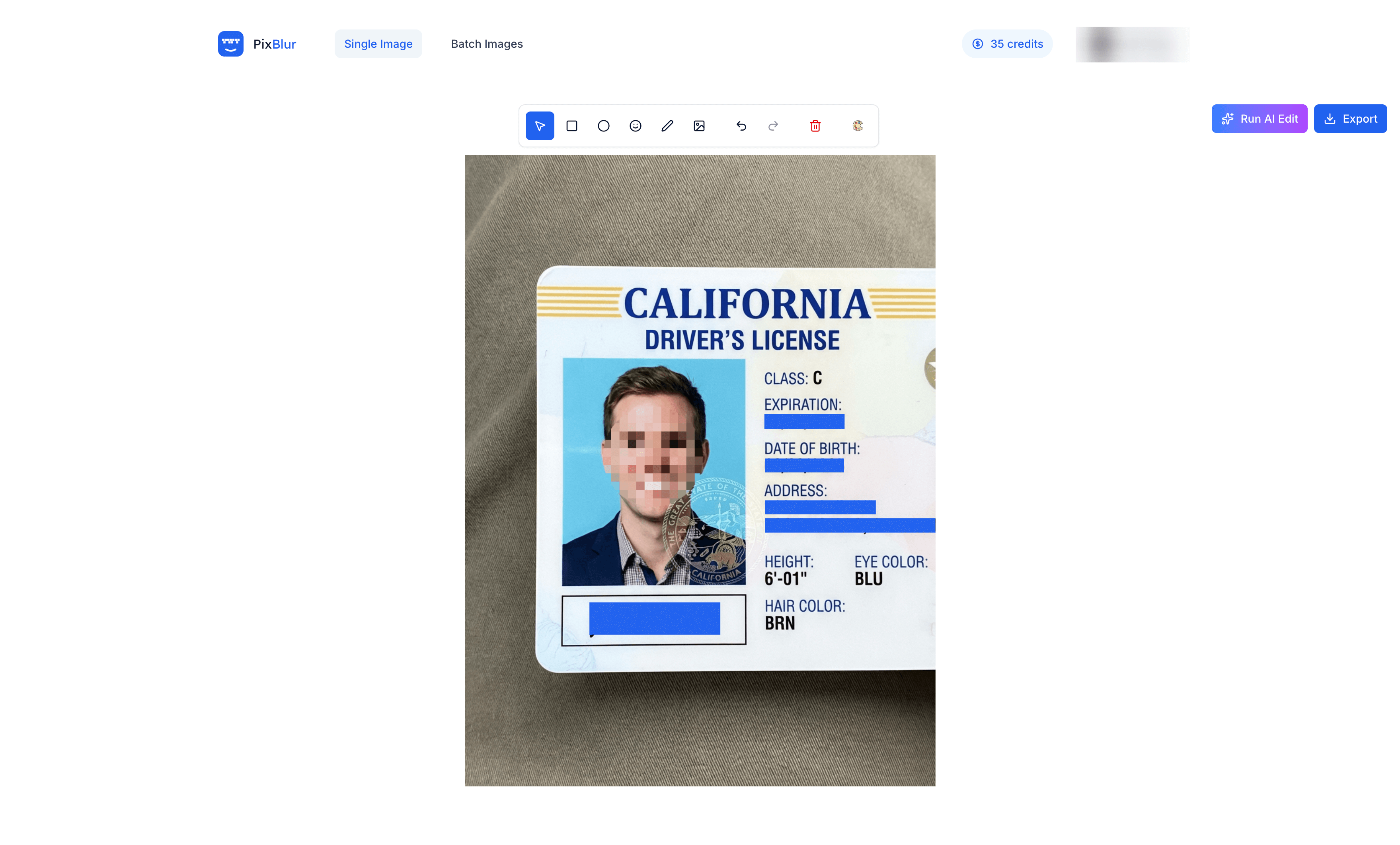 PixBlur feature screenshot - Free Image Blur & Pixelate Editor