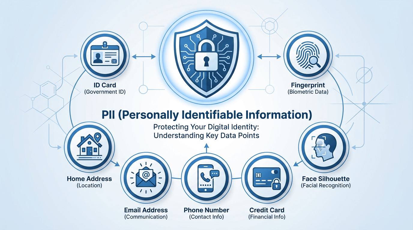 PII Examples - 50+ Types of Personal Identifiable Information including names, SSN, biometrics, and more